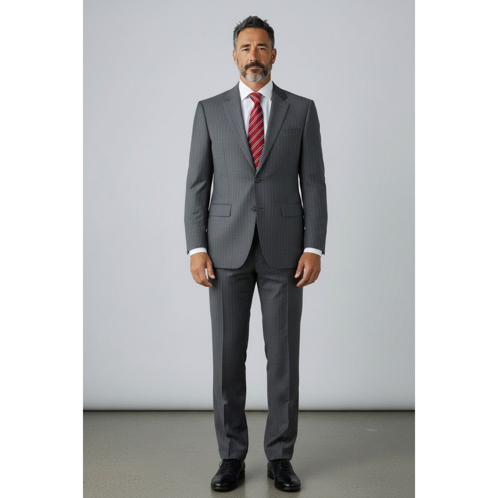 Lauren Ralph Lauren Suit Mens 42L Gray Pinstripe 100% Wool Pants 36x33 - 2 Pcs